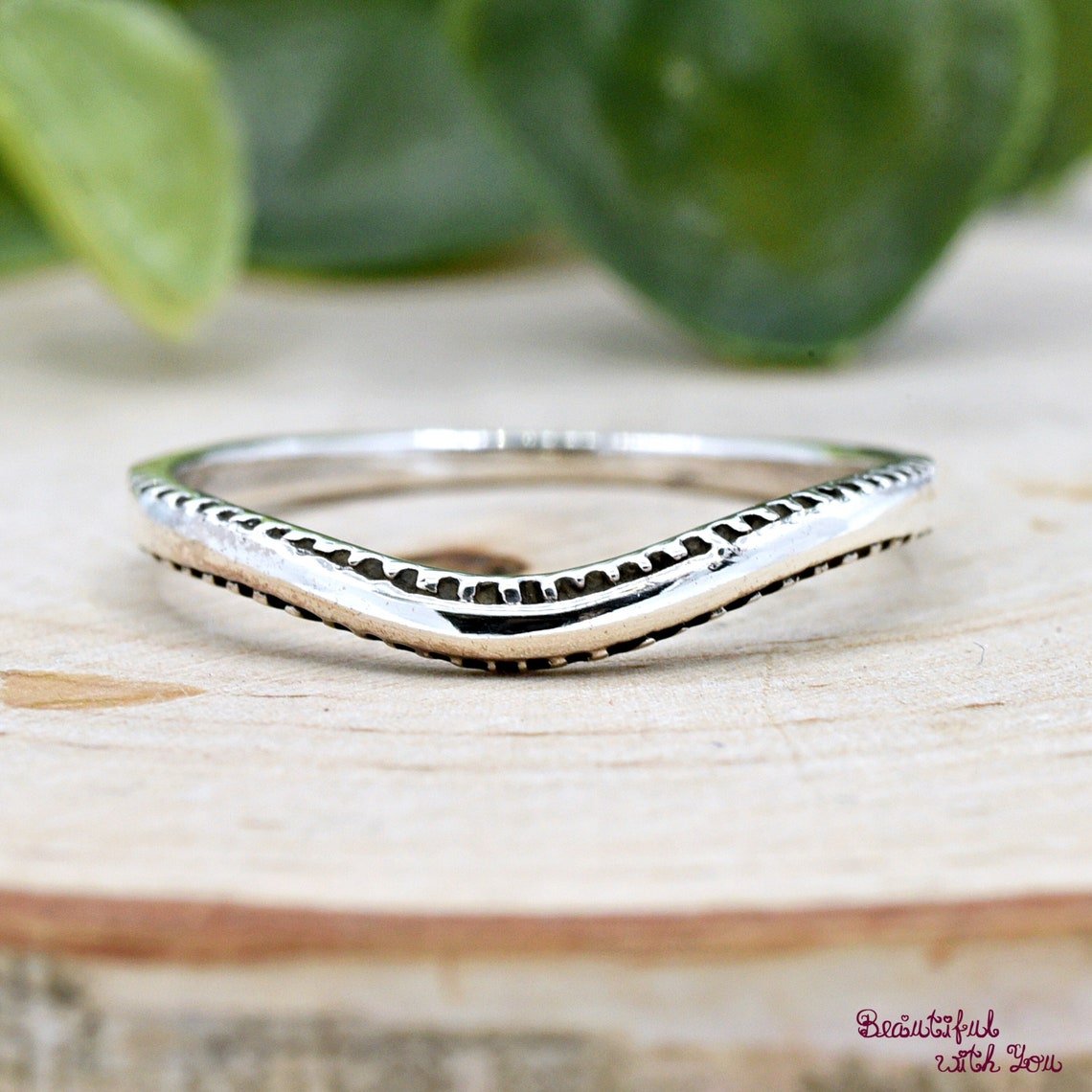 Wishbone Thumb Ring Sterling Silver Chevron Band Stackable Boho Chic Handmade 925 Silver Statement Pinky Ring Jewelry Gift - Image 5