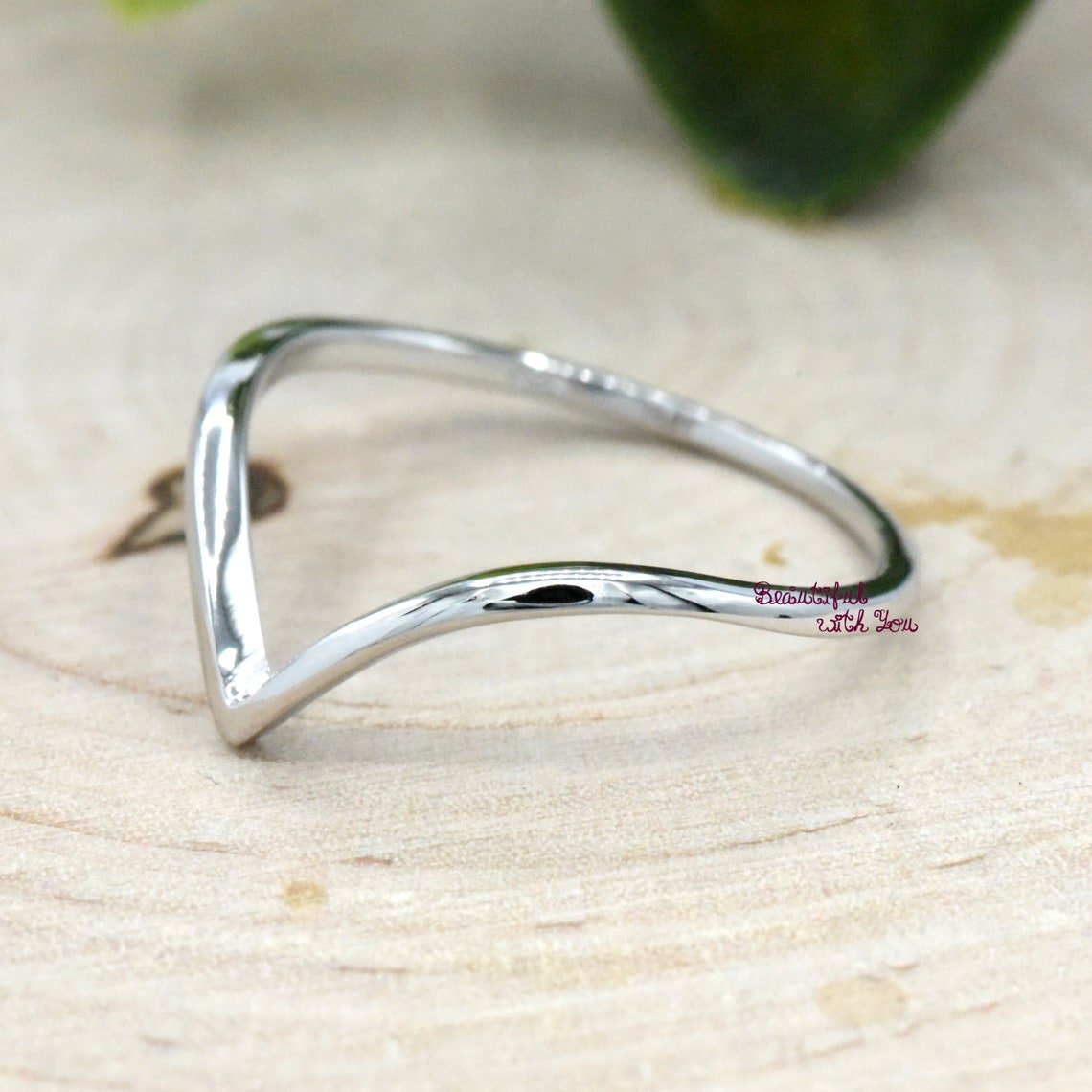 Sterling Silver Thumb Ring - Handmade V Chevron Design, Dainty Wishbone Stacking Band, Minimalist Silver Band for Everyday Wear - Image 3
