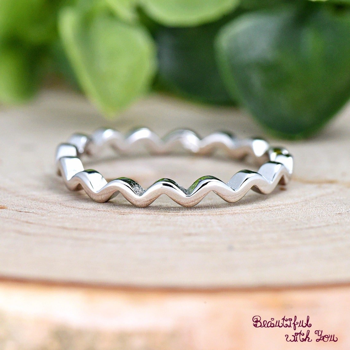 Thin Wavy Thumb Ring Organic Wave Design Sterling Silver Minimalist Silver Band Stackable Midi Ring Lightweight Everyday Jewelry Gift for Her