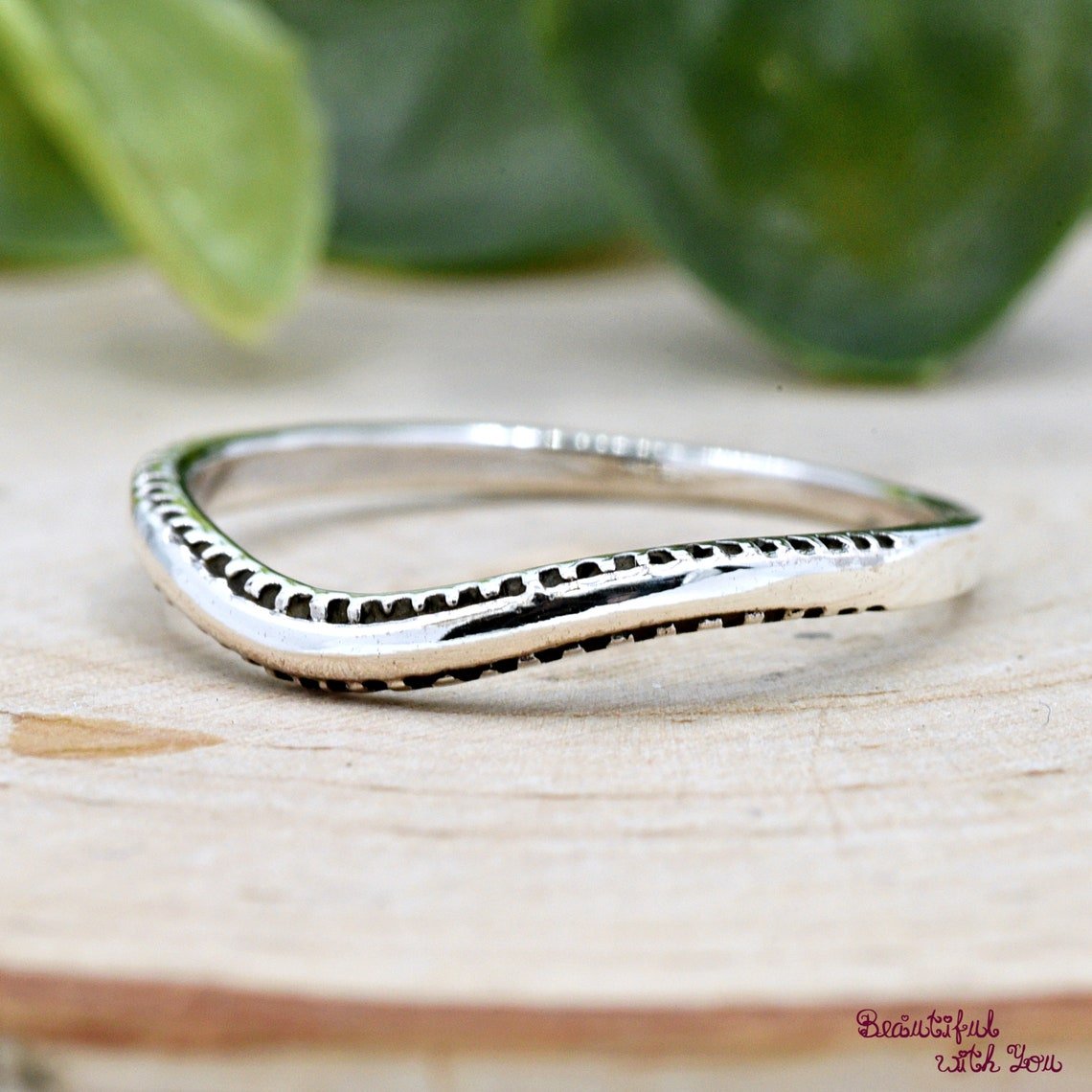 Wishbone Thumb Ring Sterling Silver Chevron Band Stackable Boho Chic Handmade 925 Silver Statement Pinky Ring Jewelry Gift - Image 4
