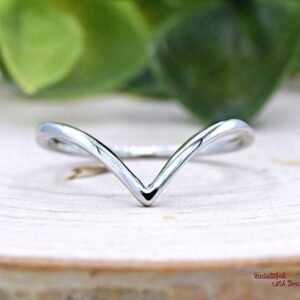 Sterling Silver Thumb Ring - Handmade V Chevron Design, Dainty Wishbone Stacking Band, Minimalist Silver Band for Everyday Wear