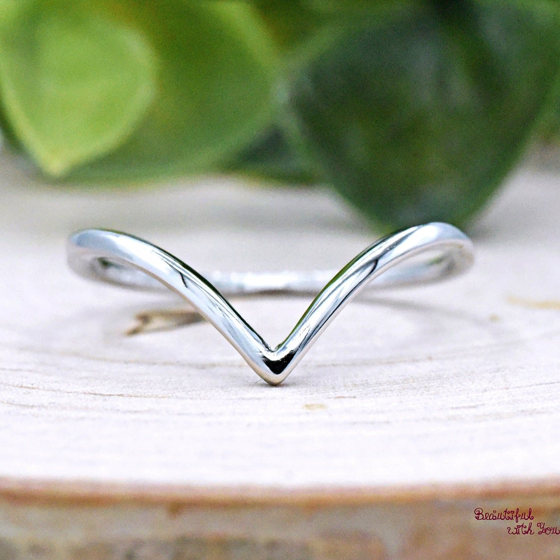 Sterling Silver Thumb Ring - Handmade V Chevron Design, Dainty Wishbone Stacking Band, Minimalist Silver Band for Everyday Wear
