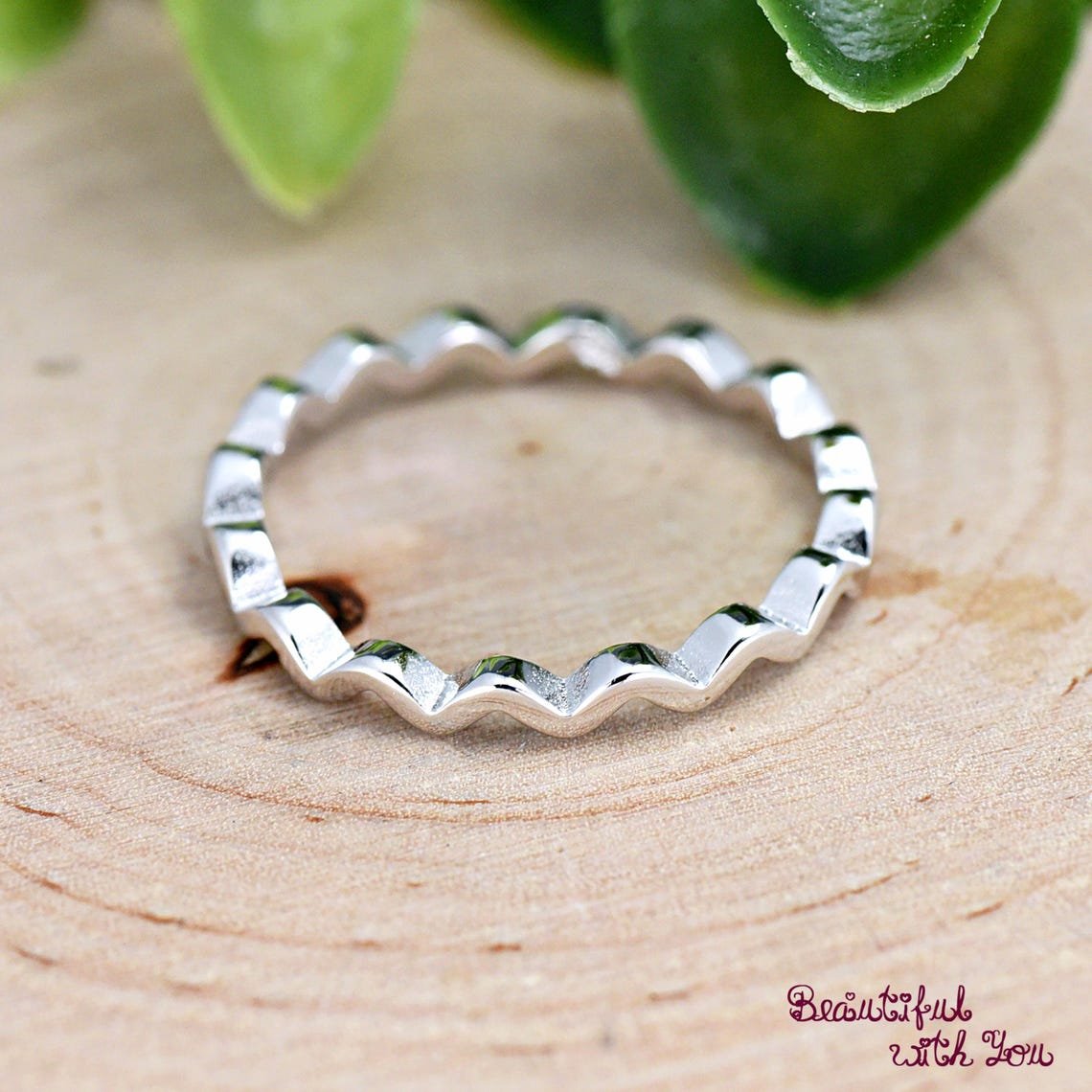 Thin Wavy Thumb Ring Organic Wave Design Sterling Silver Minimalist Silver Band Stackable Midi Ring Lightweight Everyday Jewelry Gift for Her - Image 4