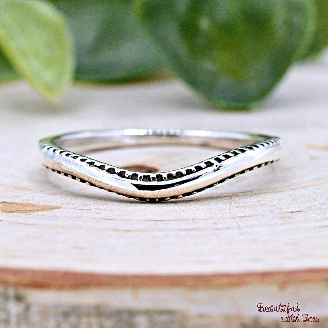 Wishbone Thumb Ring Sterling Silver Chevron Band Stackable Boho Chic Handmade 925 Silver Statement Pinky Ring Jewelry Gift