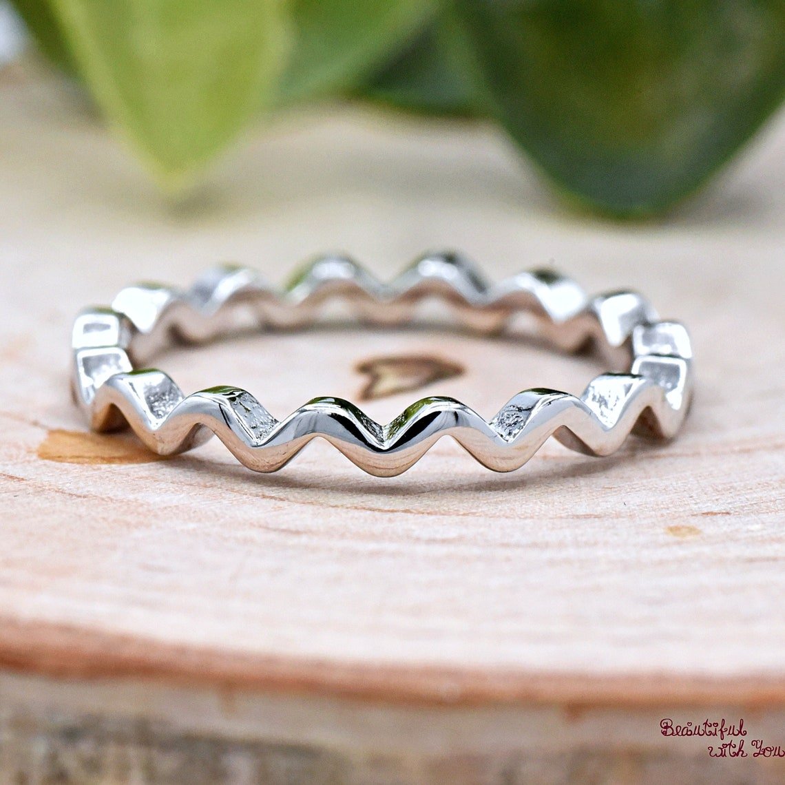 Thin Wavy Thumb Ring Organic Wave Design Sterling Silver Minimalist Silver Band Stackable Midi Ring Lightweight Everyday Jewelry Gift for Her - Image 5